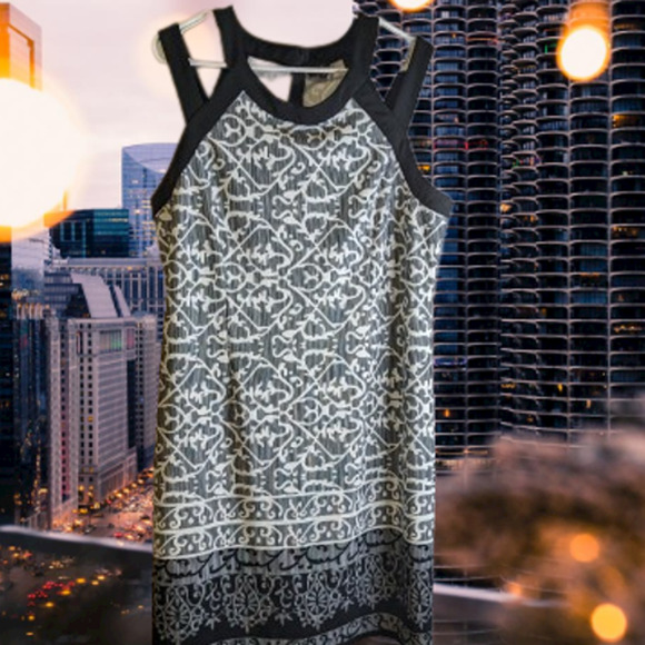 ILE 18 sleeveless, black and white, shift dress. STRETCH. Work, fall dresses - Picture 1 of 1